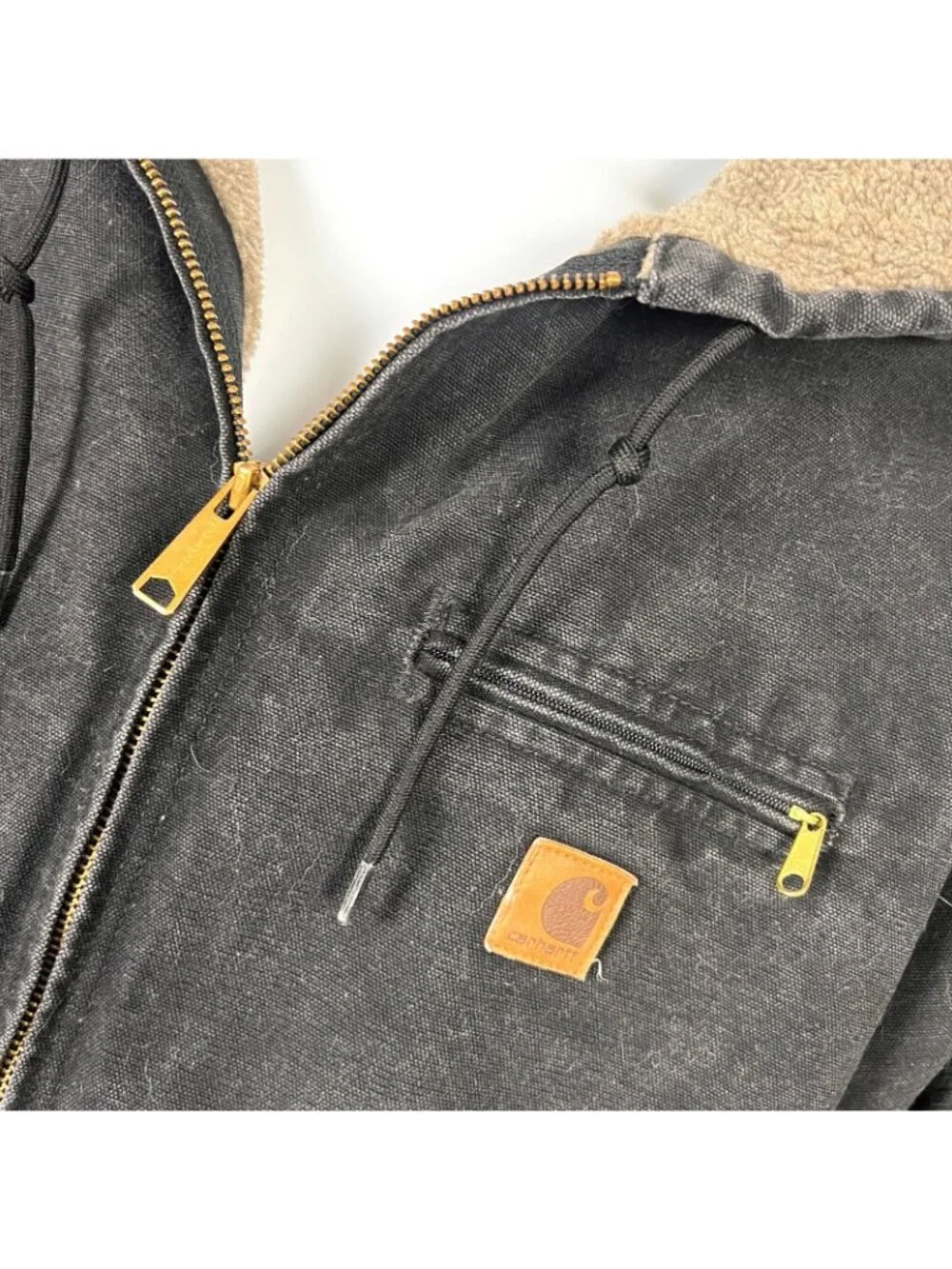 Carhartt Mens Vtg Style J141 Sandstone Sierra Jacket size 2XL Black Hooded